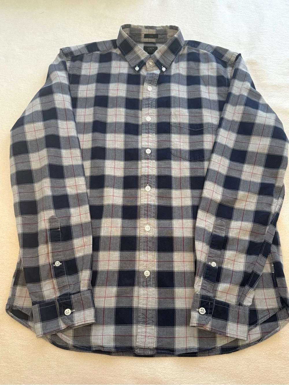J. Crew Black and Gray Plaid Button-Down Shirt